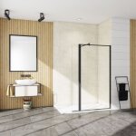 Aica sanitaire - aica paroi de douche industrielle noire 100x200cm avec un retour pivotant 30cm livr� ...