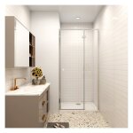Aica porte de douche pivotante 110x195cm en 6mm verre de sécurité anticalcaire avec barre de fixation ... Aica porte de douche pivotante 110x195cm en 6mm verre de sécurité anticalcaire avec barre de fixation ...