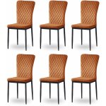 Jymtom lot de 6 chaises en velours gris dossier capitonné - orange Jymtom lot de 6 chaises en velours gris dossier capitonné - orange