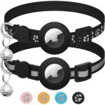 Aiperq - lot de 2 colliers pour apple airtag pour chat avec clochette, collier r�fl�chissant pour chat ...