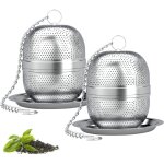 Aiperq 2pcs boule � th�, infuseur � th� trou fin avec cha�ne et couvercle, boule filtre � th� en acier ...