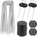 Aiperq - 40pcs piquets de jardin en u avec 40 rondelles piquet fixation toile paillage piquets en mtal ...
