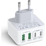 Aiperq - chargeur usb c, 40w 4 port prise usbc chargeur rapide multi secteur double port pd + qc type ...