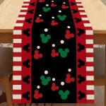 Aiperq red and black mouse tablecloth, fun christmas cute polka dot home kitchen decor, vintage burlap ...