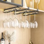 Aiperq - support  verres  vin, organiseur de rangement pour verres, acier inoxydable, sans perage ...