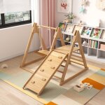 Fortuna lai - aire de jeu en bois pour enfant - avec portique d'escalade, balanoire, toboggan - jouet ...