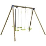 Aire de jeux naroit en bois de pin avec 1 face � face et 2 balan�oires