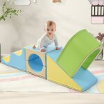 Aire de jeux, portique et balanoire 6 en 1 blocs de construction mousse colors avec arches et toboggans ...