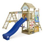 Aire de jeux portique bois disney story avec balanoire et toboggan maison enfant exterieur avec bac ...