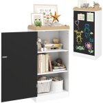 Armoire enfant design nuage - porte tableau noir 2 en 1 - 2 �tag�res, plateau - blanc aspect bois
