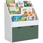 Aiyaplay - biblioth�que �tag�re multi - rangement enfant - 3 �tag�res, grand tiroir - mdf blanc vert