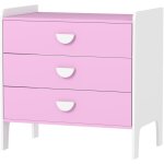 Commode 3 tiroirs pour enfant - commode design girly sur pieds bicolore blanc rose - 60 x 40 x 60 cm