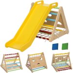 Aiyaplay - ensemble d'escalade en bois 5 en 1 - triangle pikler, toboggan, filet  grimper, rampe, jeu ...