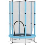 Trampoline enfant 140 cm - filet scurit, porte zippe, 6 poteaux rembourrs - bleu ciel