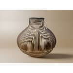 Deco in paris - vase ethnique en polyr�sine bois et blanc h21 cm akira