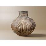 Deco in paris - vase ethnique en polyr�sine bois et blanc h26 cm akira