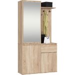 Akord - ensemble de meubles d'entre entro chne sonoma avec armoire et miroir 95 cm 3 portes 1 tiroir ...