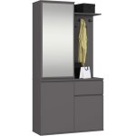 Akord - ensemble de meubles d'entre entro gris graphite avec armoire et miroir 95 cm 3 portes 1 tiroir ...
