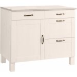 Alby60 cm meuble de cuisine en pin avec une porte et quatre tiroirs en blanc