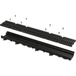 Alcadrain caniveau de drainage 60 mm avec rebord en plastique et grille en composite b125