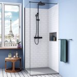 Ceramia - alda receveur de douche 80x80cm + siphon eslim90. pierre de synth�se, gris mat (ald15 - 8080g ...