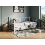 Lit banquette gigogne en mtal blanc alicia 90 x 190 cm