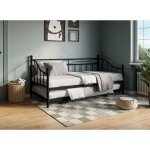 Lit banquette gigogne en mtal noir alicia 90 x 190 cm