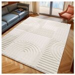 Allotapis - tapis scandinave effet 3d graphique taro crème 60x110 Allotapis - tapis scandinave effet 3d graphique taro crème 60x110