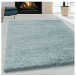 Allotapis - tapis shaggy moelleux uni rectangle cloudy bleu 120x170