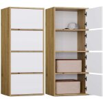 Alma - commode haute de rangement 4 portes avec ouverture tip - on - artisan et blanc