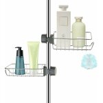 2x tagre douche sans percage inox, tagre salle de bain tlescopique inoxydable, tablette support ...