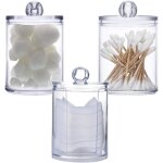 Lot de 3 boîtes transparentes en acrylique pour cotons - tiges et tampons de maquillage, avec couvercle, ... Lot de 3 boîtes transparentes en acrylique pour cotons - tiges et tampons de maquillage, avec couvercle, ...