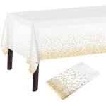 Alovez - nappe  pois blancs et dors nappe de table blanche et dore 137 x 274 cm nappe rectangulaire ...