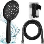 Alovez - pommeau de douche  main avec tuyau et support, douchette  main haute pression - noir, (ensemble ...