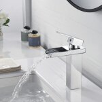 Alovez - robinet lavabo cascade robinet salle de bain chrom avec bec hauteurmitigeur lavabo en laiton ...