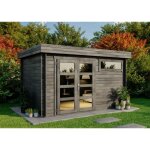 Alpholz - abri de jardin leandro - 28 gris imprégné, 28 mm Épaisseur paroi 394 x 268 cm Alpholz - abri de jardin leandro - 28 gris imprégné, 28 mm Épaisseur paroi 394 x 268 cm