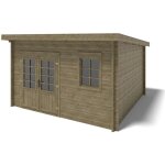 Altanka - abri de jardin en bois - 16m2 - 4x4m - traité - ep. 40mm - couleur: vert Altanka - abri de jardin en bois - 16m2 - 4x4m - traité - ep. 40mm - couleur: vert