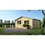 Altanka - abri de jardin en bois - 30m2 - 6x5m - ep. 40mm - couleur: naturel Altanka - abri de jardin en bois - 30m2 - 6x5m - ep. 40mm - couleur: naturel