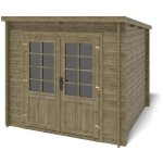 Altanka - abri de jardin en bois - 6, 25m2 - 2, 50x2, 50m - traité - ep. 28mm - couleur: vert Altanka - abri de jardin en bois - 6, 25m2 - 2, 50x2, 50m - traité - ep. 28mm - couleur: vert