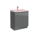 Alterna - meuble sous vasque de salle de bain 70cm primeo 2 portes gris laqu� - 4269263