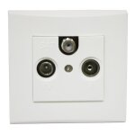 Prise tv - fm - sat blanche encastre 1 entre fixation vis complte avec plaque de finition alternative ...