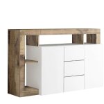 Altobuy - arturo - buffet 2 portes 3 tiroirs blanc laqu� encadrement niches aspect bois antik