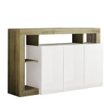 Altobuy - arturo - buffet 3 portes blanc laqu� encadrement niches aspect bois cadiz