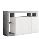 Altobuy - arturo - buffet 3 portes blanc laqu� encadrement niches finition aspect cimento