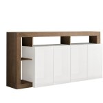Altobuy - arturo - buffet 4 portes blanc laqu� encadrement niches aspect ch�ne mercure