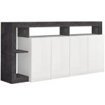 Altobuy - arturo - buffet 4 portes blanc laqu encadrement niches aspect gris oxyde