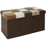 Altobuy - banc coffre pliable motif patchwork aspect vieux cuir