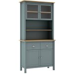 Altobuy - basco - buffet haut 4 portes 2 tiroirs en pin massif naturel et vert cladon