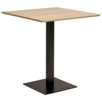 Altobuy - bistro - table carre plateau mlamin effet bois pied central mtal noir