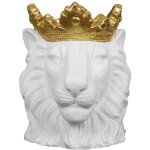Cache - pot tête de lion blanche couronne dorée Cache - pot tête de lion blanche couronne dorée